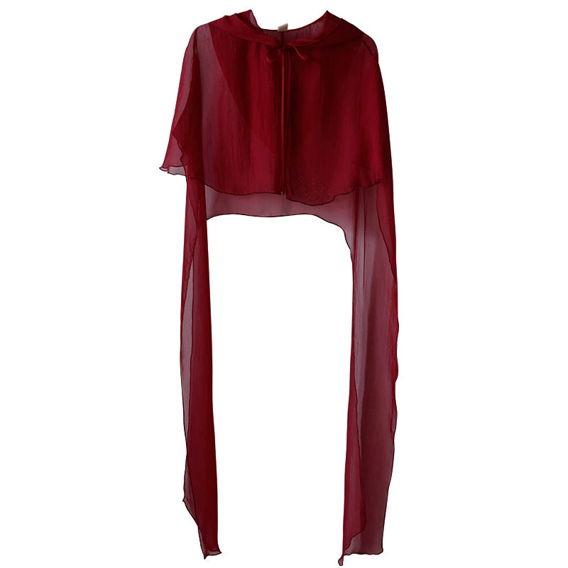 Retro Spaghetti Straps Dress Women's Summer Shawl Red Makeup