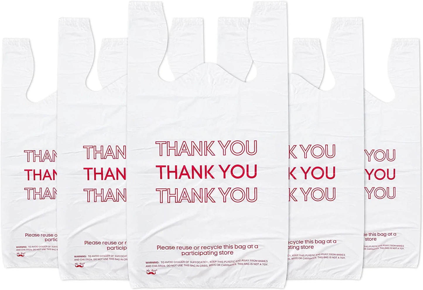 - Thank You T-Shirt Bags, 11.6" X 6.5" X 21", 100 Pack, Plastic Bags, Thank You Bags, Plastic Bags with Handles, T Shirt Bags, Plastic Shopping Bags, Plastic Grocery Bags, Plastic Bags Bulk
