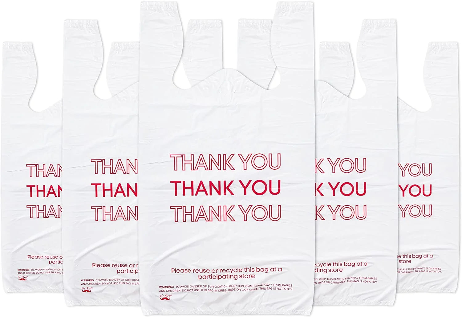 - Thank You T-Shirt Bags, 11.6" X 6.5" X 21", 100 Pack, Plastic Bags, Thank You Bags, Plastic Bags with Handles, T Shirt Bags, Plastic Shopping Bags, Plastic Grocery Bags, Plastic Bags Bulk