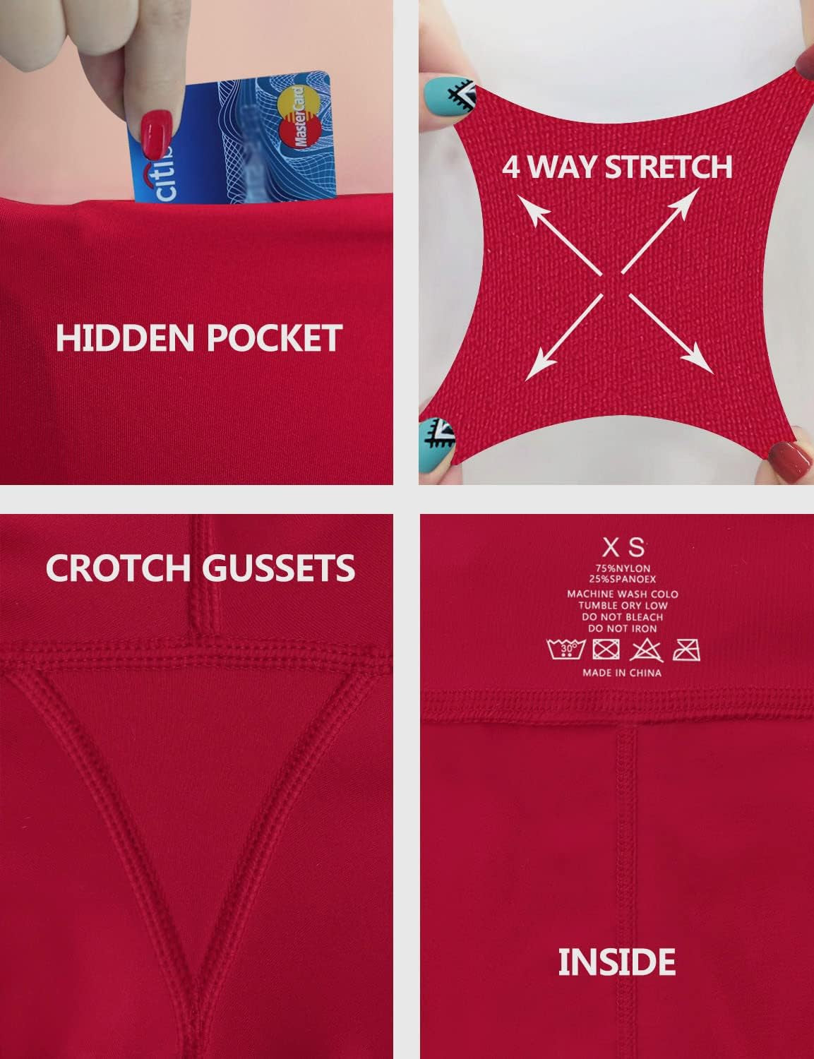 25"/26"/27"/28" Inseam Women'S Basic/Out Pockets High Waist Yoga Pants Stretchy Workout Pants