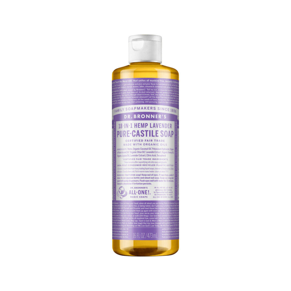 Dr. Bronner'S Pure-Castile Soap Liquid 18-In-1 Hemp Lavender All Sizes Bronners