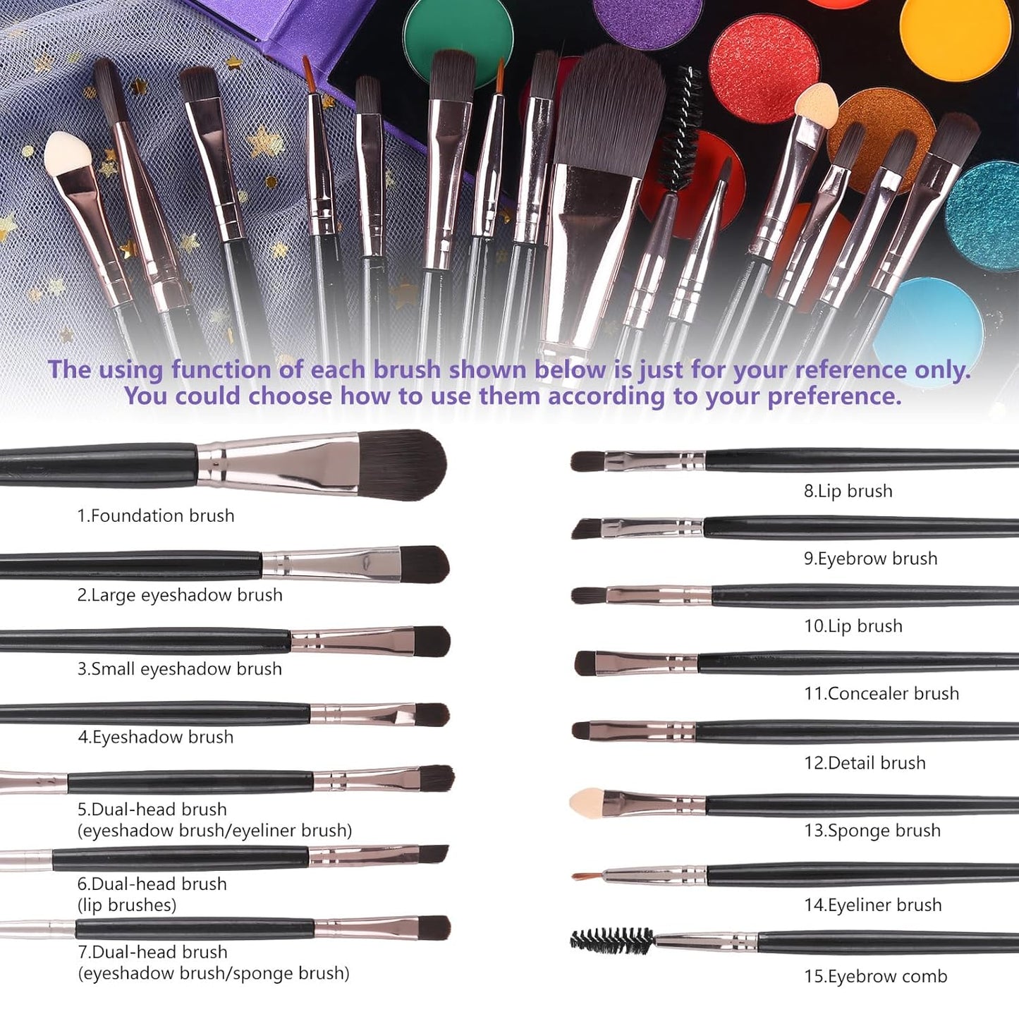 Eyeshadow Palette with 15Pcs Brushes Makeup Set, Pigmented 86 Colors Make up Sets Valentine'S Gift, Matte Shimmer Glitter Eye Shadow Pallet Highlighter Contour Blush Powder Brush Beauty Kit