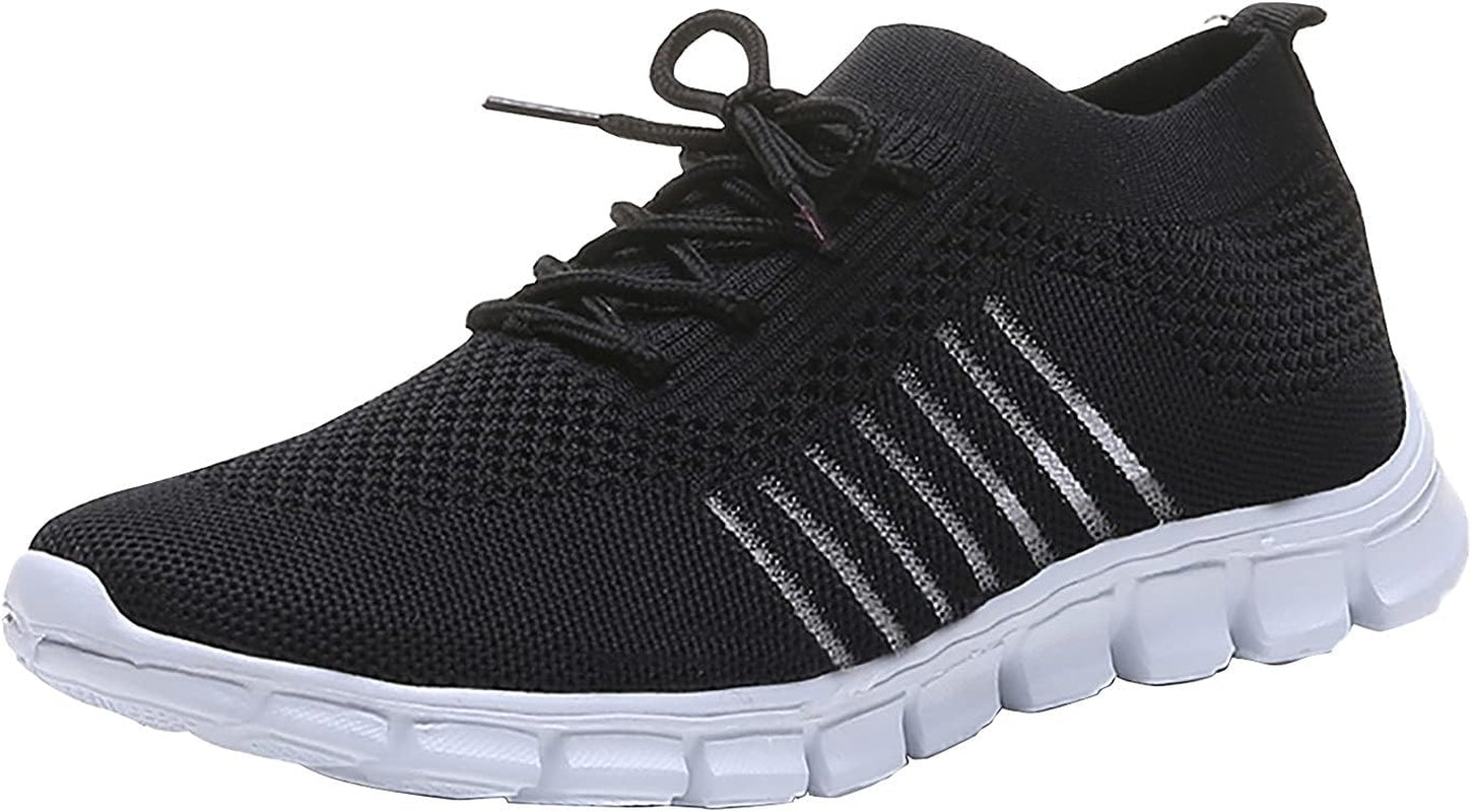 Black Running Shoes Women Womens Fashion Tennis Shoes Lightweight Mesh Running Walking Sneaker Lace-Up Sport Shoes Runing Breathable Shoes Sneakers, 9