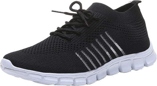 Black Running Shoes Women Womens Fashion Tennis Shoes Lightweight Mesh Running Walking Sneaker Lace-Up Sport Shoes Runing Breathable Shoes Sneakers, 9