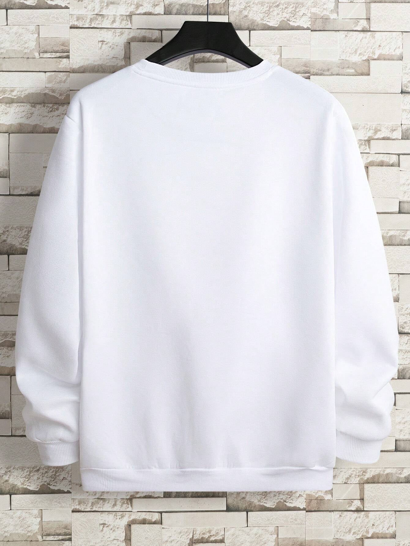 Manfinity Dauomo Men Letter Graphic Thermal Lined Sweatshirt, Back to School