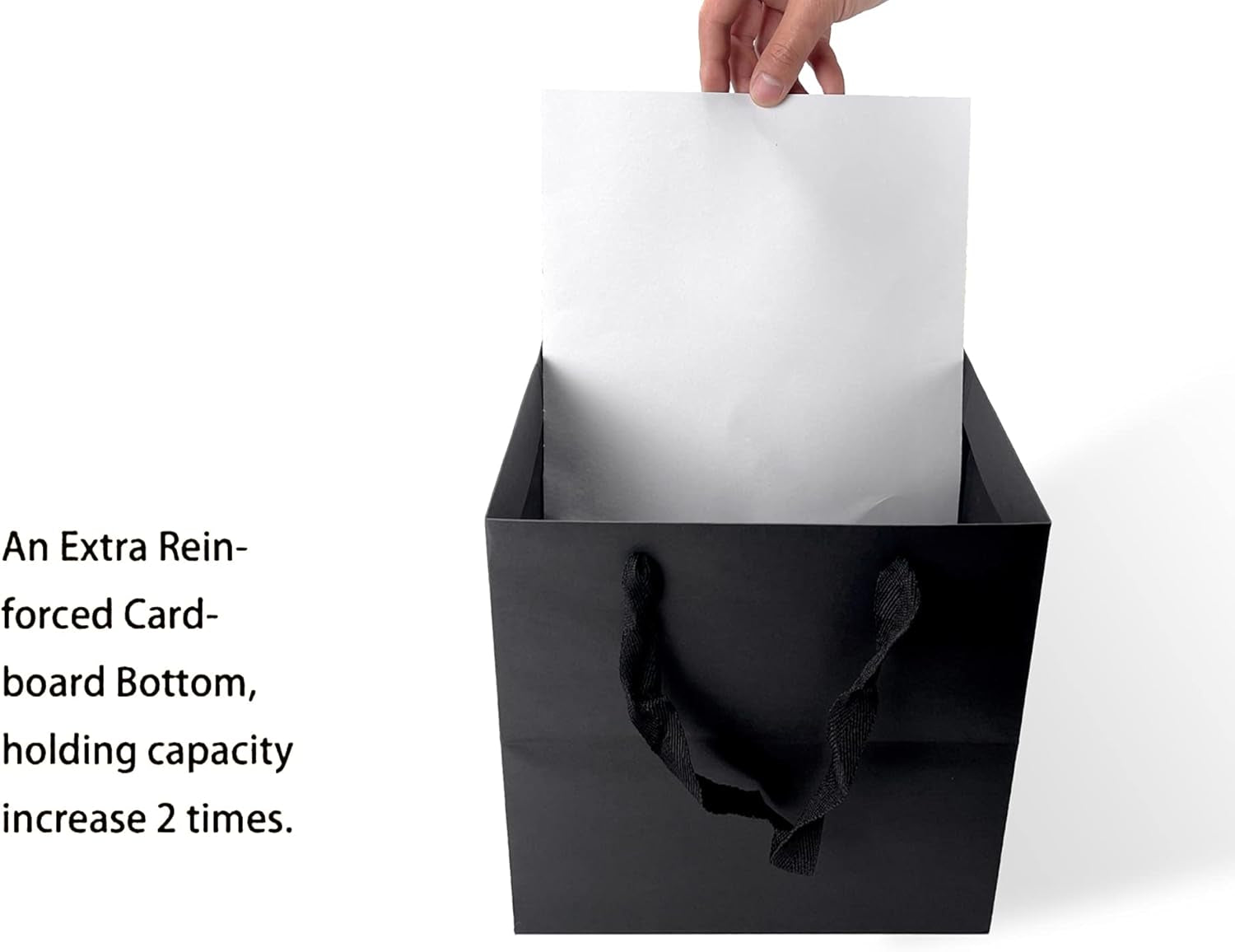 Black Gift Bags with Handles,Black Paper Bags,24 Pack 8X8X8Inch Square Size Black Shopping Bags,Party Bags,Favor Bags,Goody Bags,Business Bags,Kraft Bags, Retail Bags, Paper Gift Bags