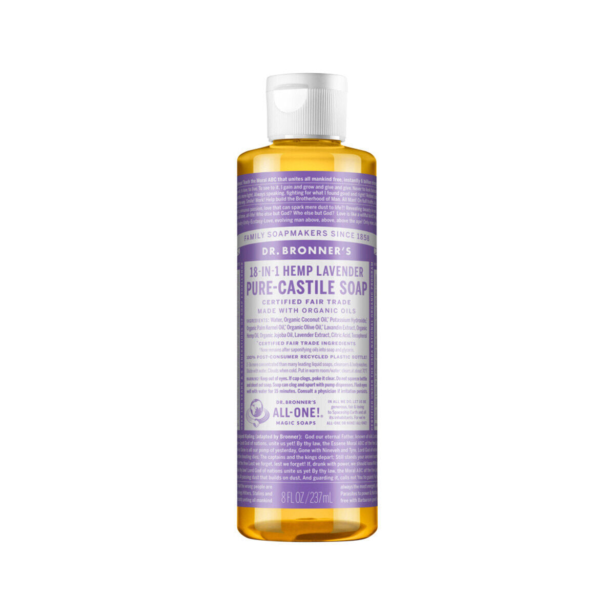 Dr. Bronner'S Pure-Castile Soap Liquid 18-In-1 Hemp Lavender All Sizes Bronners