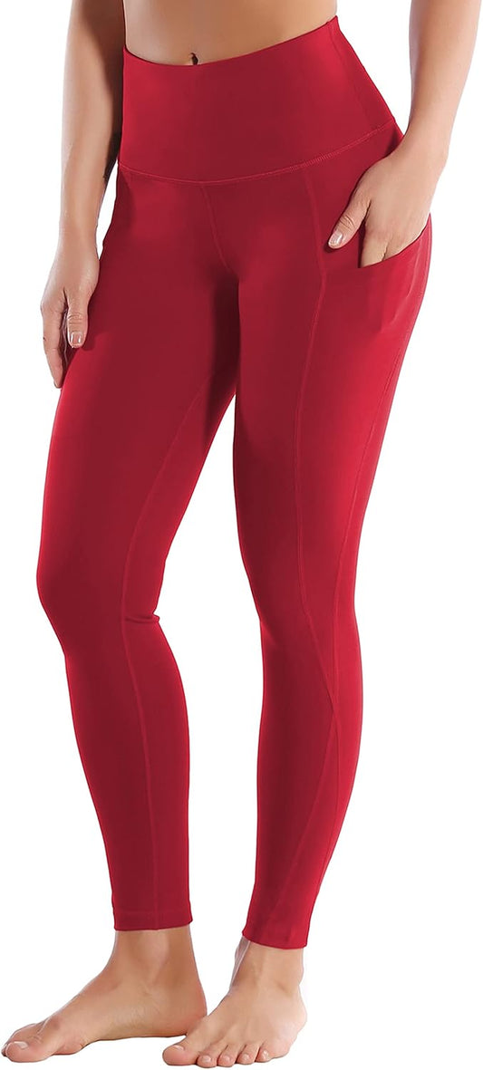 25"/26"/27"/28" Inseam Women'S Basic/Out Pockets High Waist Yoga Pants Stretchy Workout Pants