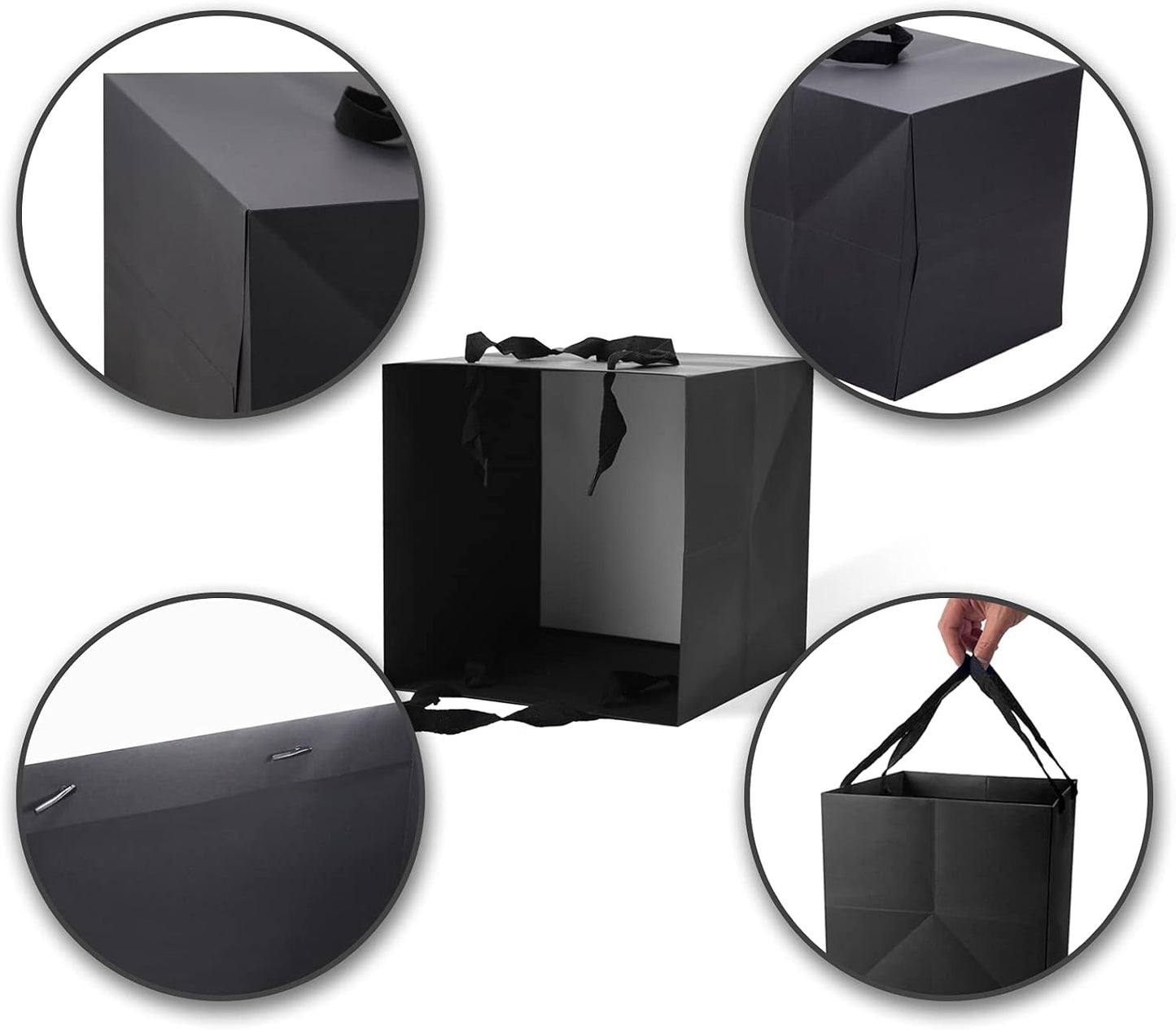 Black Gift Bags with Handles,Black Paper Bags,24 Pack 8X8X8Inch Square Size Black Shopping Bags,Party Bags,Favor Bags,Goody Bags,Business Bags,Kraft Bags, Retail Bags, Paper Gift Bags