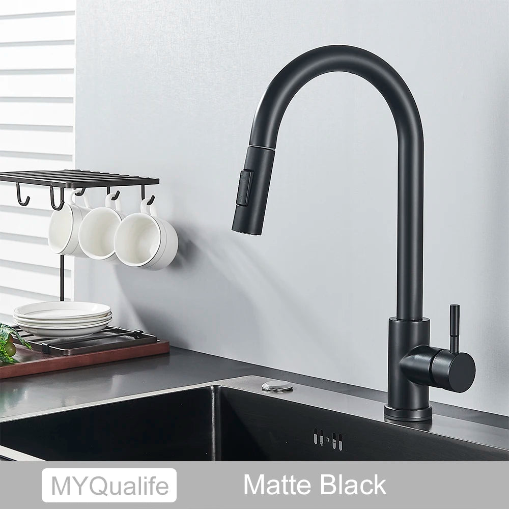 Pull Out Sensor Gold Kitchen Faucet  Sensitive Touch Control Faucet Mixer For Kitchen Touch Sensor Kitchen Mixer Tap