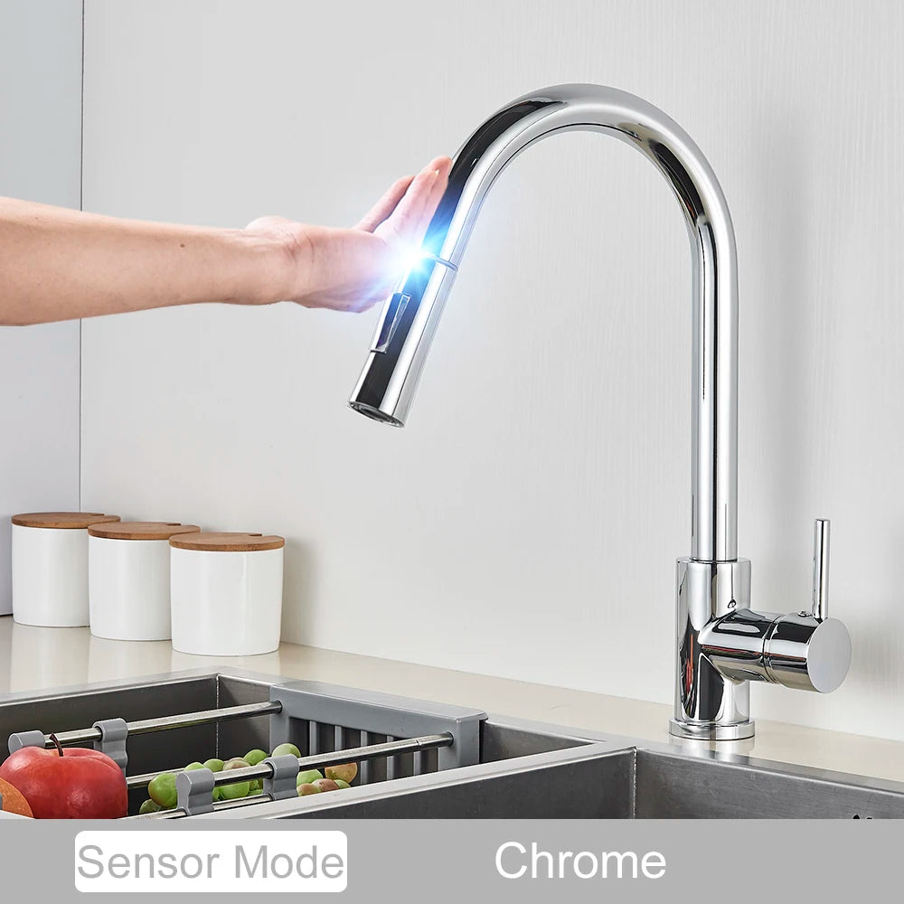 Pull Out Sensor Gold Kitchen Faucet  Sensitive Touch Control Faucet Mixer For Kitchen Touch Sensor Kitchen Mixer Tap