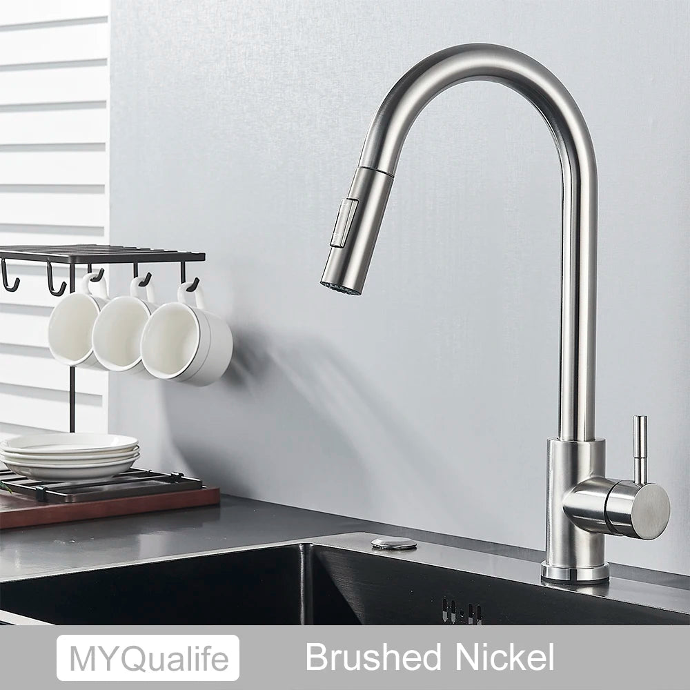 Pull Out Sensor Gold Kitchen Faucet  Sensitive Touch Control Faucet Mixer For Kitchen Touch Sensor Kitchen Mixer Tap