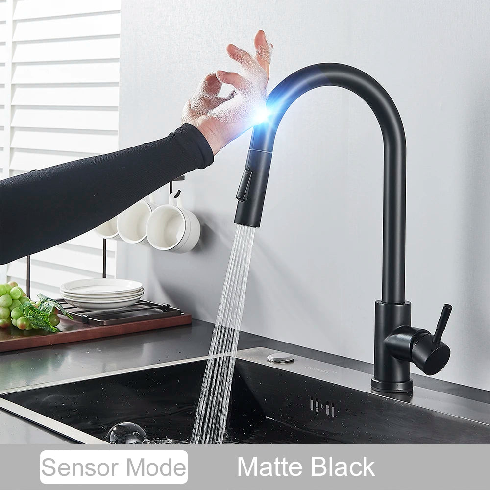 Pull Out Sensor Gold Kitchen Faucet  Sensitive Touch Control Faucet Mixer For Kitchen Touch Sensor Kitchen Mixer Tap