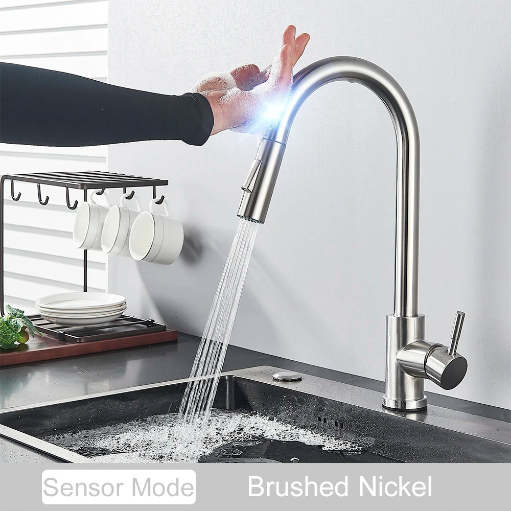 Pull Out Sensor Gold Kitchen Faucet  Sensitive Touch Control Faucet Mixer For Kitchen Touch Sensor Kitchen Mixer Tap