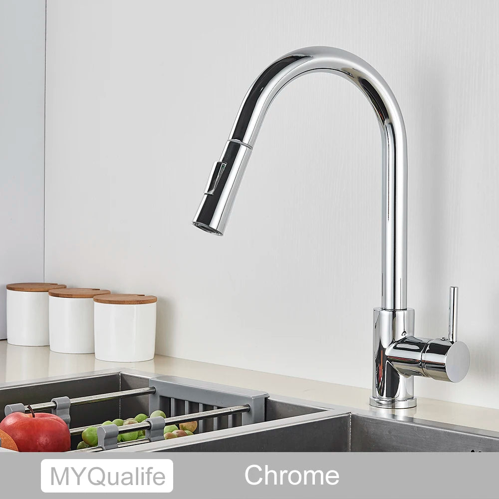 Pull Out Sensor Gold Kitchen Faucet  Sensitive Touch Control Faucet Mixer For Kitchen Touch Sensor Kitchen Mixer Tap