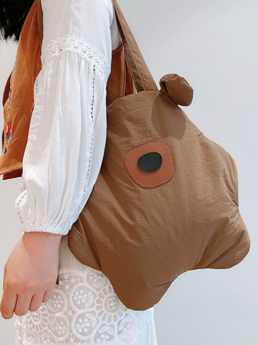 Tricolor Patch Biscuit Bear Cartoon Large Capacity Shoulder Bag