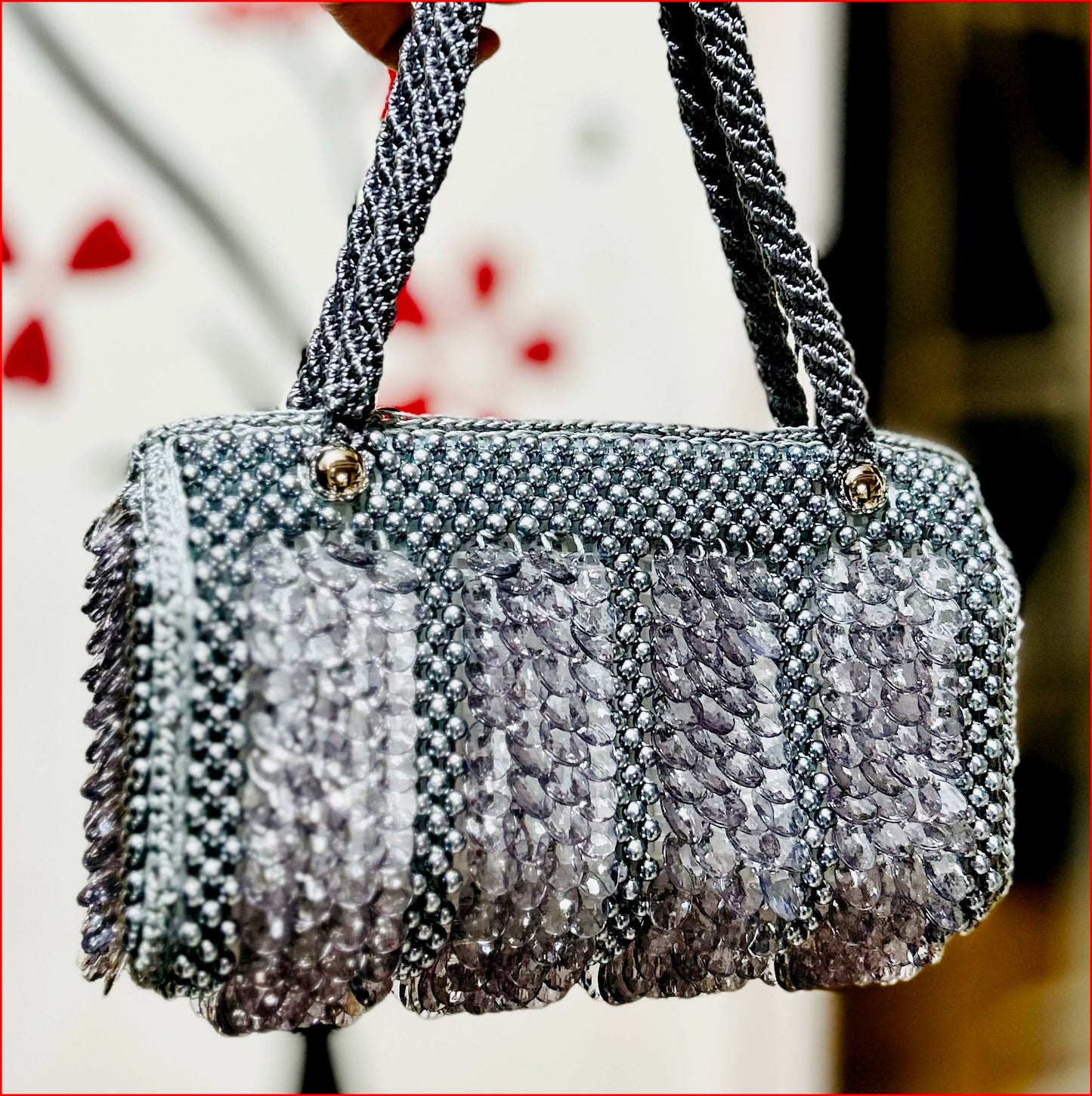 Beaded Bag Handmade Beads Bag Pearl Bag Fish Scale Bag Woven Bag Finished Handbag Women's Bag