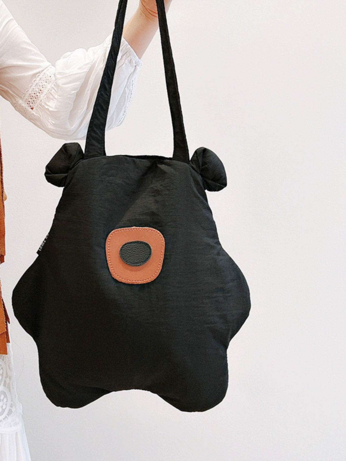 Tricolor Patch Biscuit Bear Cartoon Large Capacity Shoulder Bag