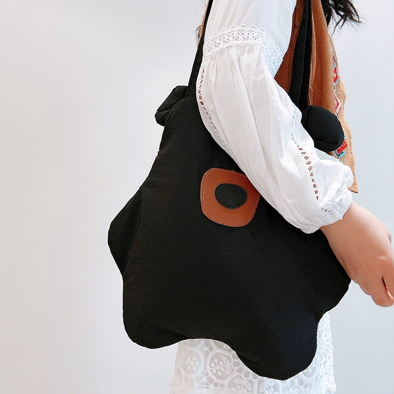 Tricolor Patch Biscuit Bear Cartoon Large Capacity Shoulder Bag