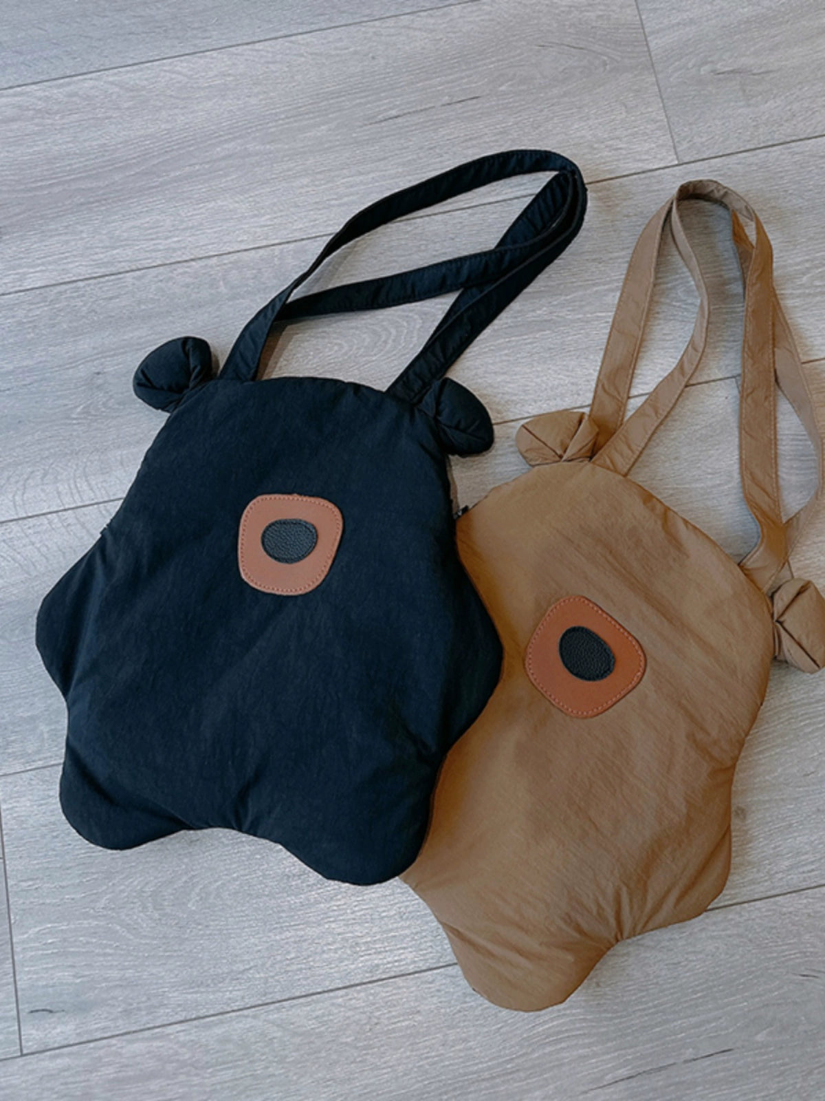 Tricolor Patch Biscuit Bear Cartoon Large Capacity Shoulder Bag