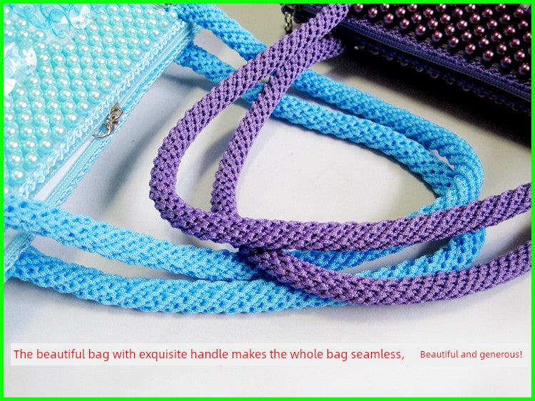Beaded Bag Handmade Beads Bag Pearl Bag Fish Scale Bag Woven Bag Finished Handbag Women's Bag