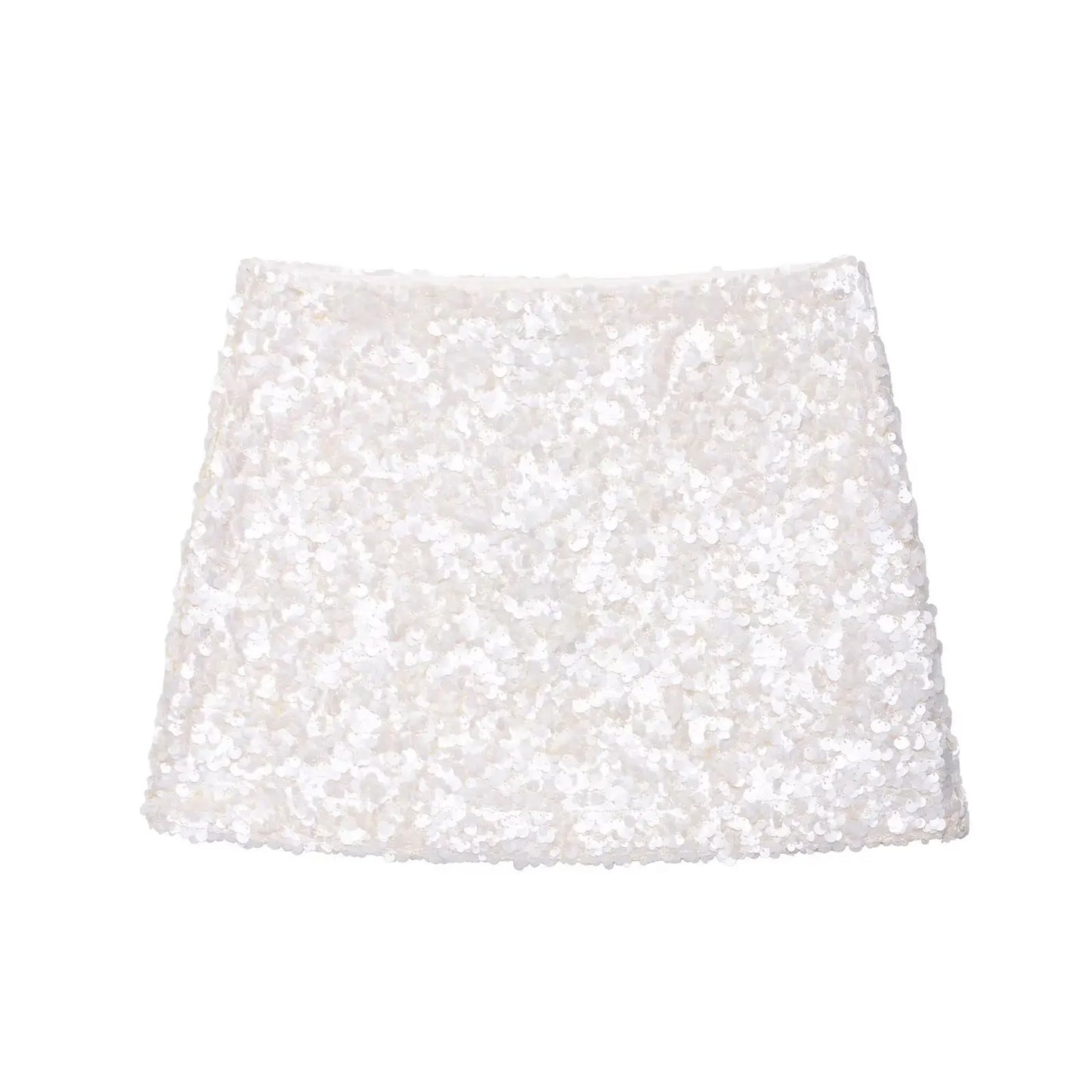 TRAZAF Women's Summer Fashion Skirt Suit Solid Halter Neck Sexy Slim Top+High Waist A-line Sequined Mini Skirt Party Causal Set