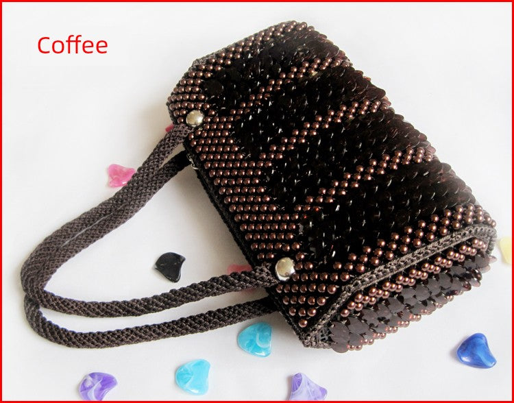 Beaded Bag Handmade Beads Bag Pearl Bag Fish Scale Bag Woven Bag Finished Handbag Women's Bag