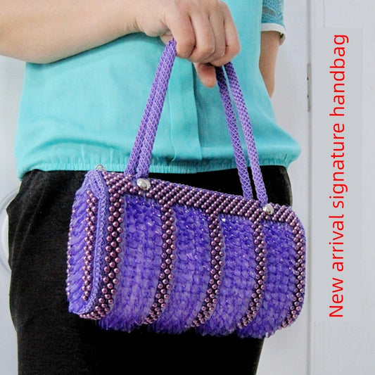 Beaded Bag Handmade Beads Bag Pearl Bag Fish Scale Bag Woven Bag Finished Handbag Women's Bag