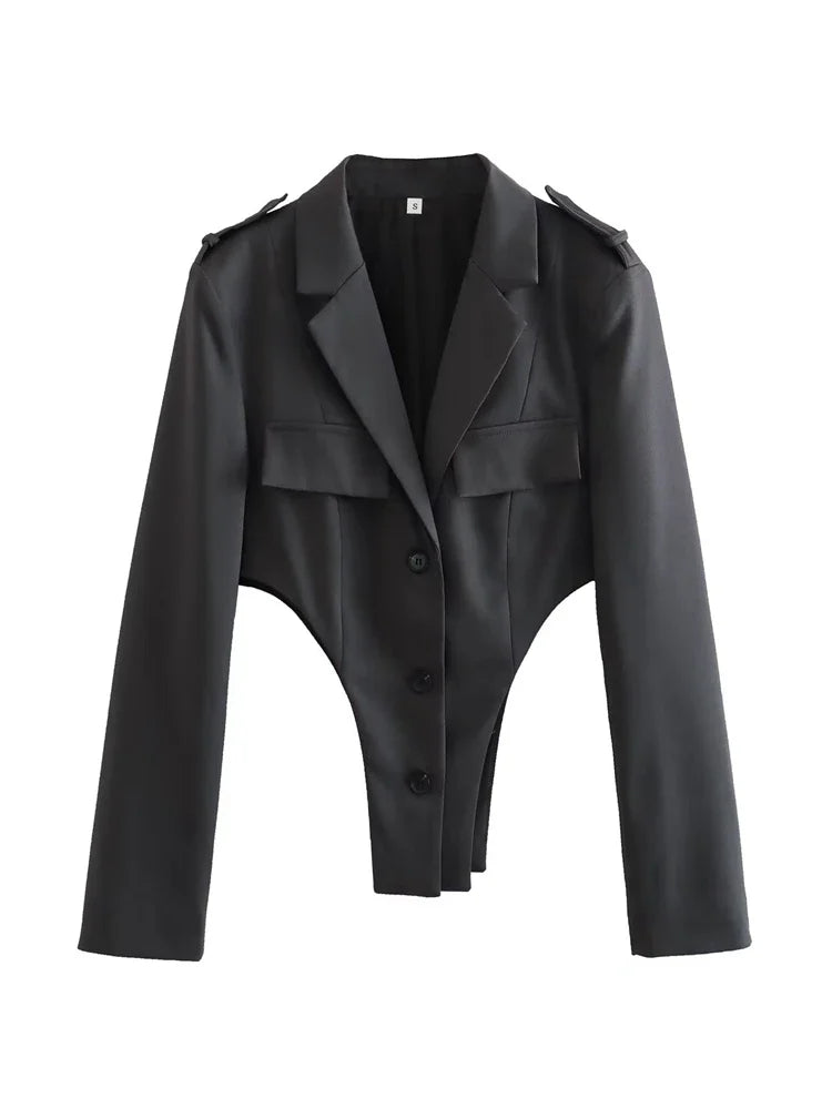 Fashion Hollow Out Blazer Coat Women Elegant Chic Single Breasted Long Sleeve Jacket Office 2025 New Spring Sexy Blazer Suits