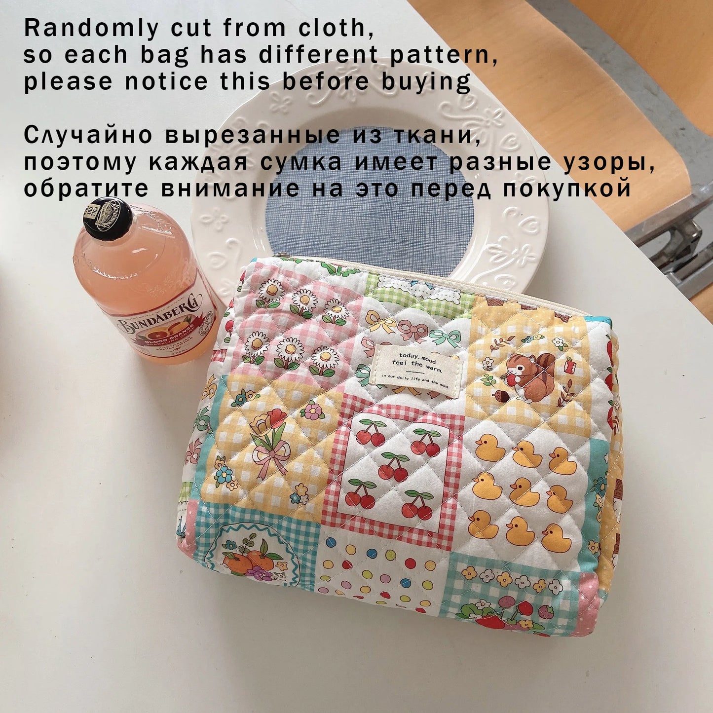 Liberty Quilting Clutches Soft Cotton Women Multipurpose Cosmetic Organizer Girls Cute Makeup Bag Make Up Purse Portable Handbag
