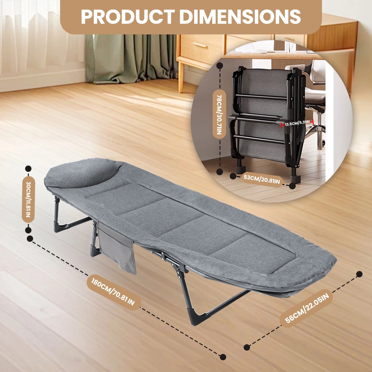 Sun Lounger with Cushion 5-Position Adjustable Folding Sun lounger Portable 200KG Max for Garden Pools Camping Indoor, Gray