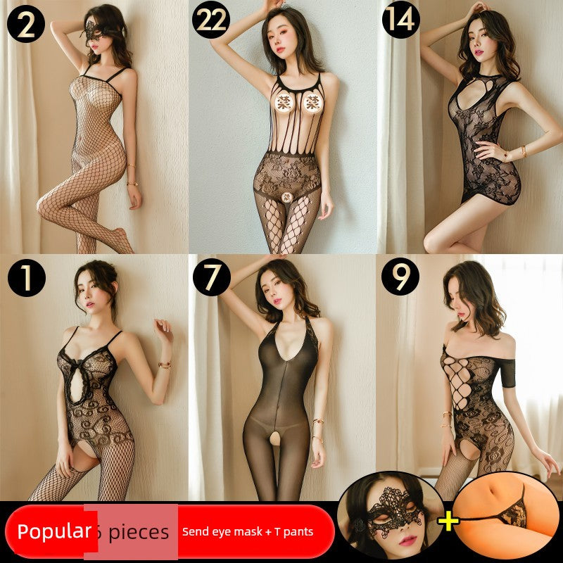 Sexy Intimates Free Open Crotch Stockings Passion Flirting Sexy Pajamas Uniform Adult Bedding Plus Size Temptation