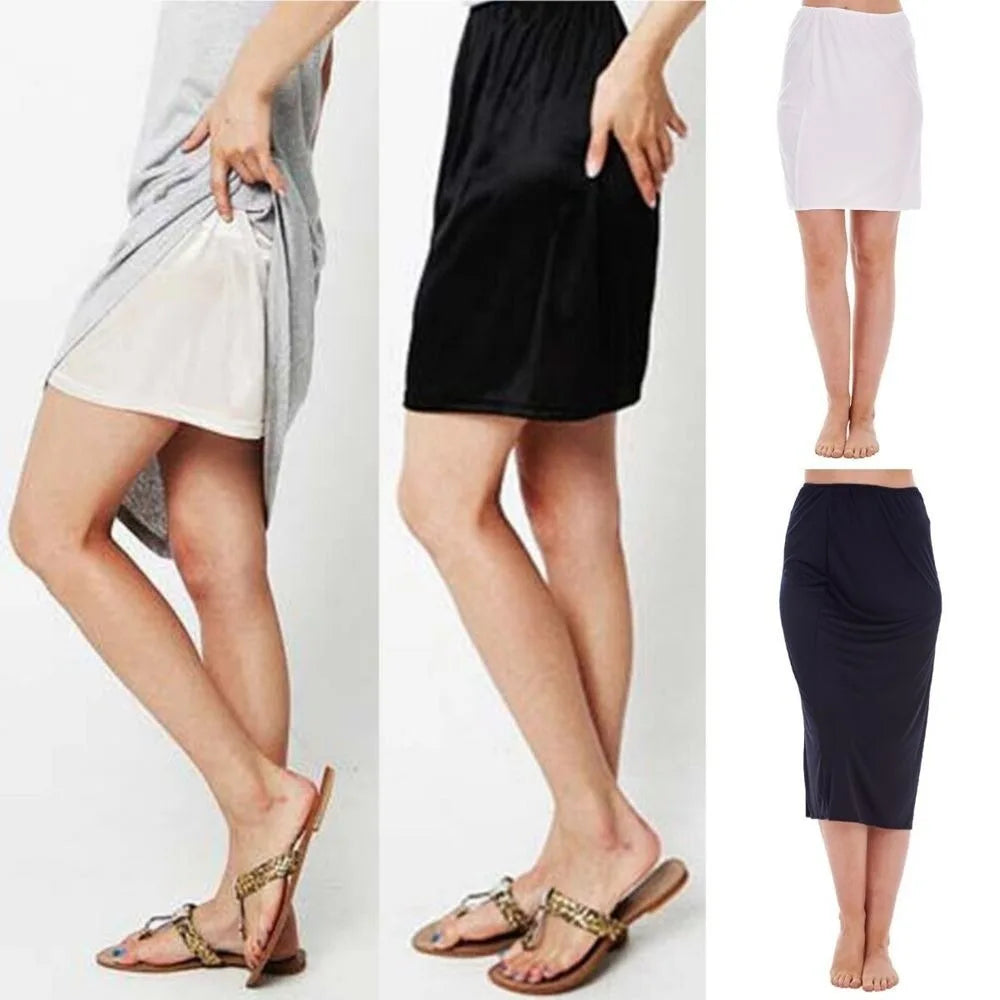New Fashion Underskirt Milk Silk Underskirts Comfortable Slip Skirt Multicolor Petticoat Lingerie Satin Skirt Women's Clothing