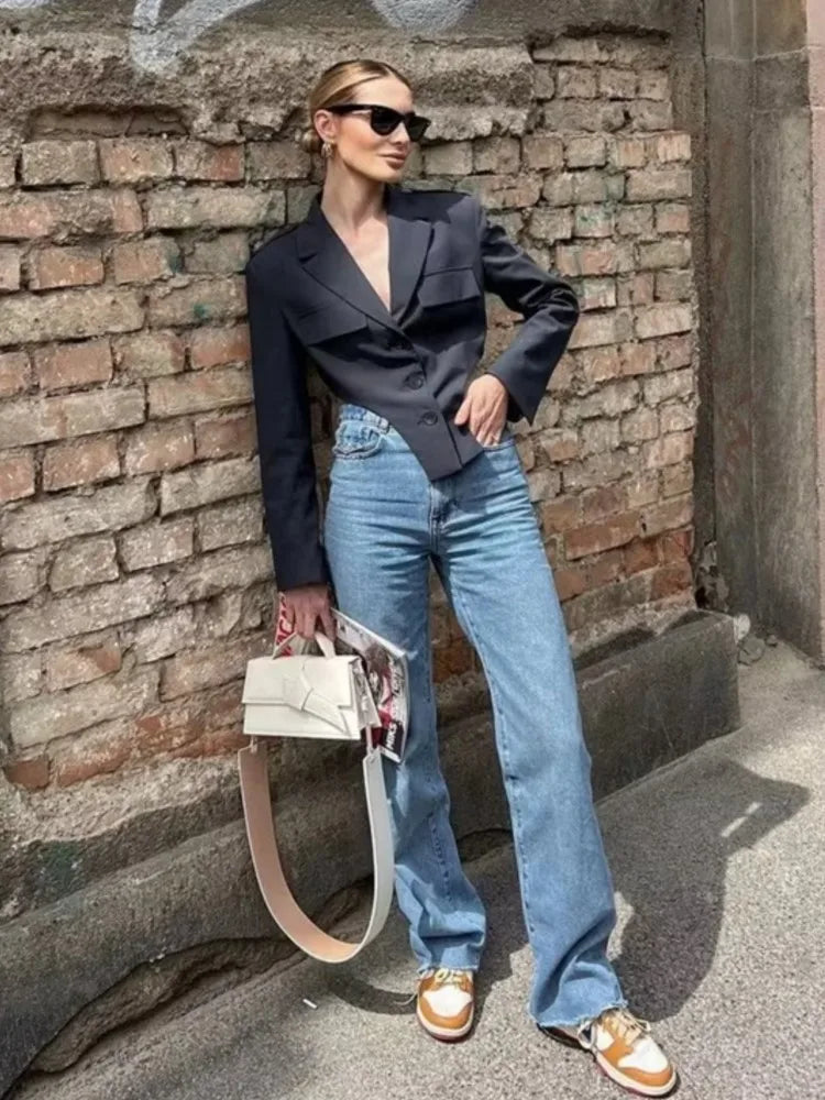 Fashion Hollow Out Blazer Coat Women Elegant Chic Single Breasted Long Sleeve Jacket Office 2025 New Spring Sexy Blazer Suits