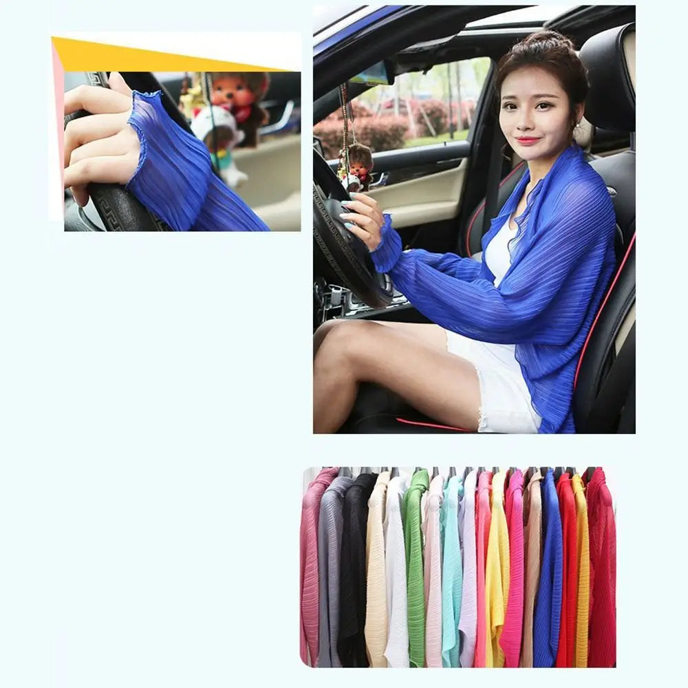 Women Sun Block Beach Cuff Protective Arm Sleeves Shawl Scarf Driving Sleeves Sun Protection Sleeves
