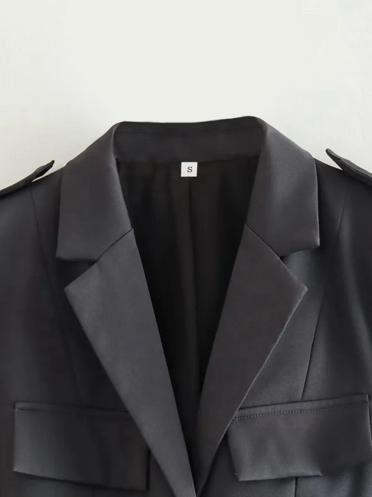 Fashion Hollow Out Blazer Coat Women Elegant Chic Single Breasted Long Sleeve Jacket Office 2025 New Spring Sexy Blazer Suits