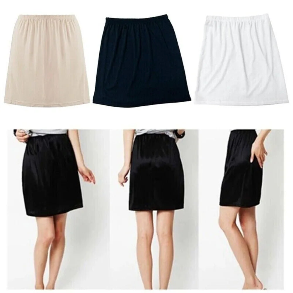 New Fashion Underskirt Milk Silk Underskirts Comfortable Slip Skirt Multicolor Petticoat Lingerie Satin Skirt Women's Clothing