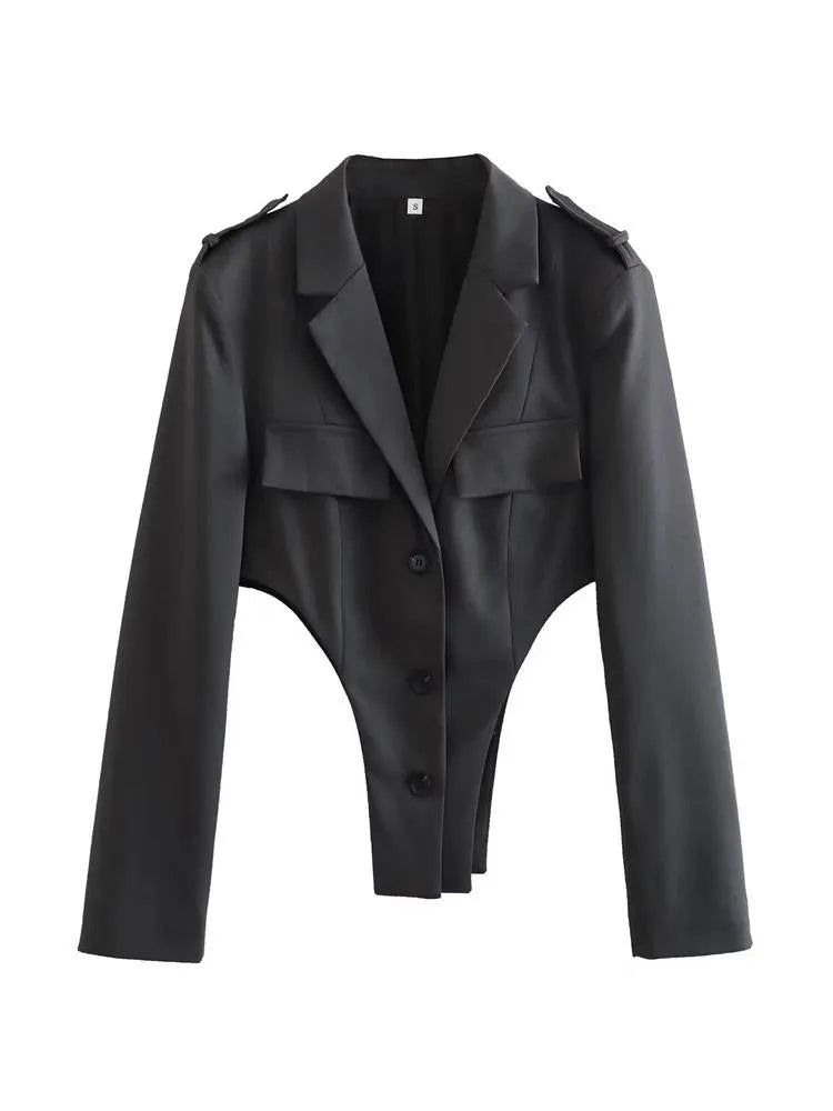 Fashion Hollow Out Blazer Coat Women Elegant Chic Single Breasted Long Sleeve Jacket Office 2025 New Spring Sexy Blazer Suits