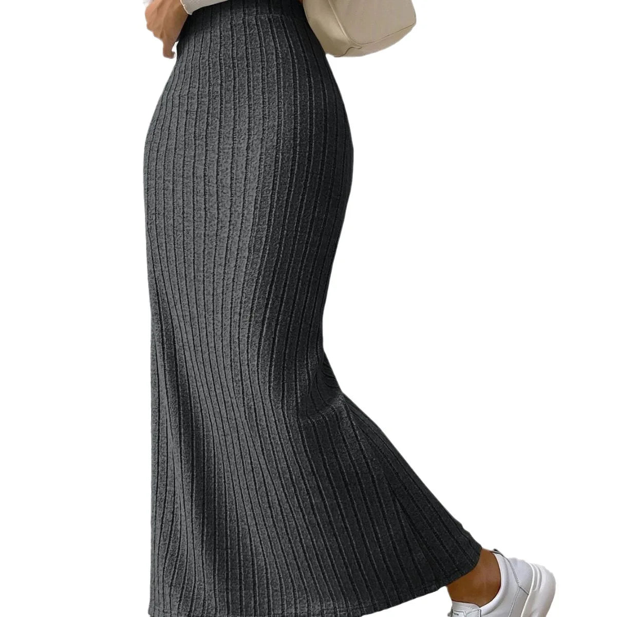 Women's Slit Knitted Skirt 2024 New Solid Color Hip-covering High Waist Side Slim Long Skirt Women's Skirt