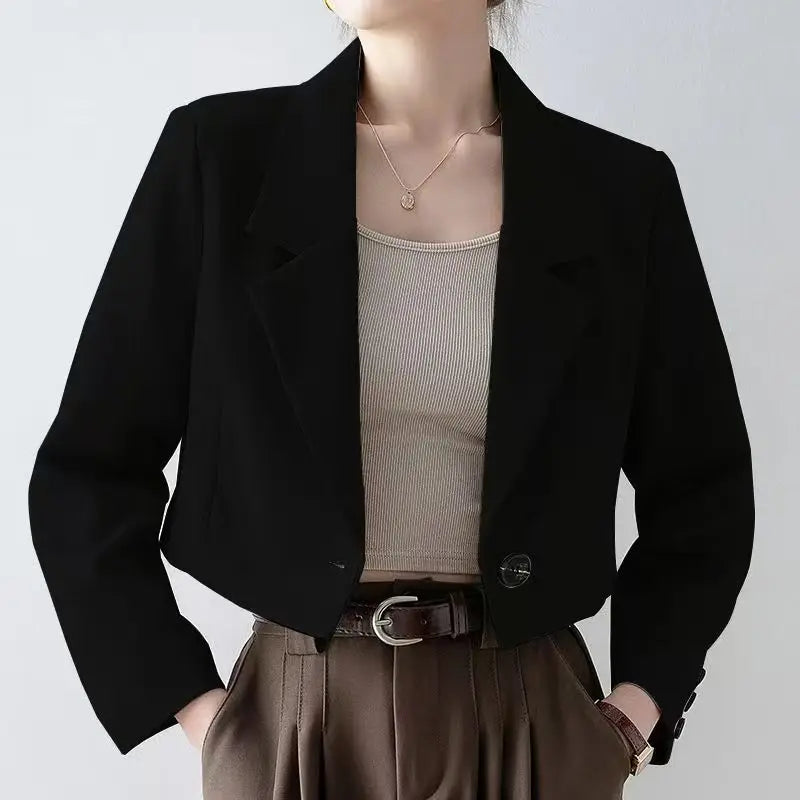 2025 Elegant Women's Blazer & Suits Chic Office Lady's Coats & Jackets Casual Matching Long Sleeve Crop Top Korean Trend Blazers