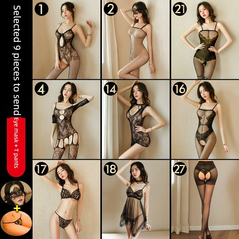 Sexy Intimates Free Open Crotch Stockings Passion Flirting Sexy Pajamas Uniform Adult Bedding Plus Size Temptation