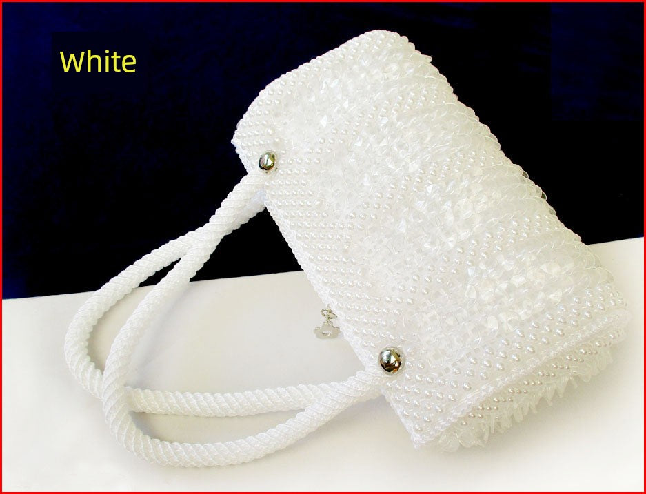 Beaded Bag Handmade Beads Bag Pearl Bag Fish Scale Bag Woven Bag Finished Handbag Women's Bag