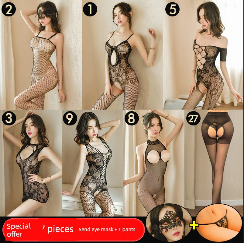 Sexy Intimates Free Open Crotch Stockings Passion Flirting Sexy Pajamas Uniform Adult Bedding Plus Size Temptation