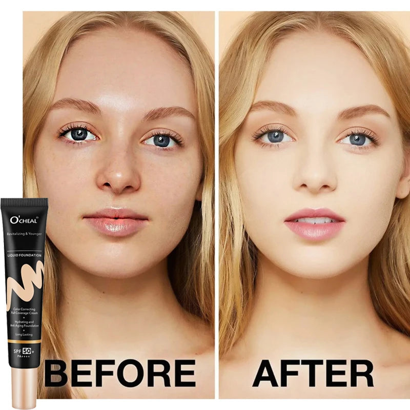 BB Cream Full Cover Face Base Liquid Foundation Makeup Waterproof Long Lasting Facial Concealer Whitening Cream Korean Make Up