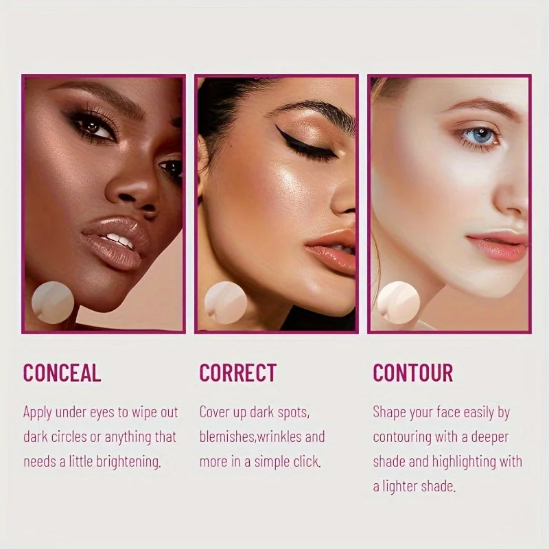 Full Concealer High Coverage Waterproof Oil Control Long Lasting Sponge Head Concealer Foundation Face Cosmetic Makeup Concealer