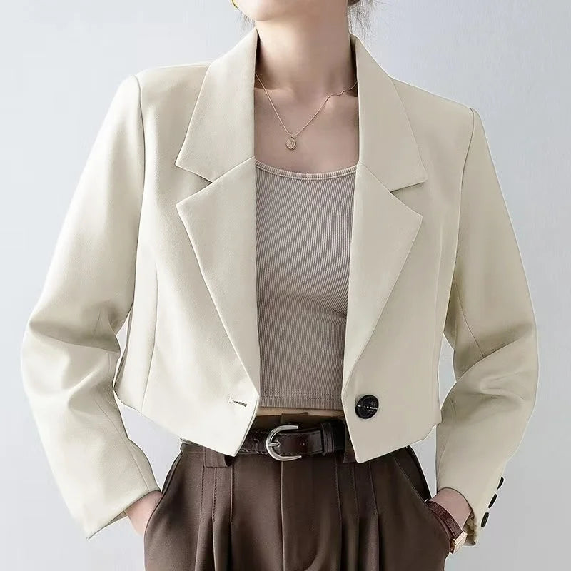 2025 Elegant Women's Blazer & Suits Chic Office Lady's Coats & Jackets Casual Matching Long Sleeve Crop Top Korean Trend Blazers