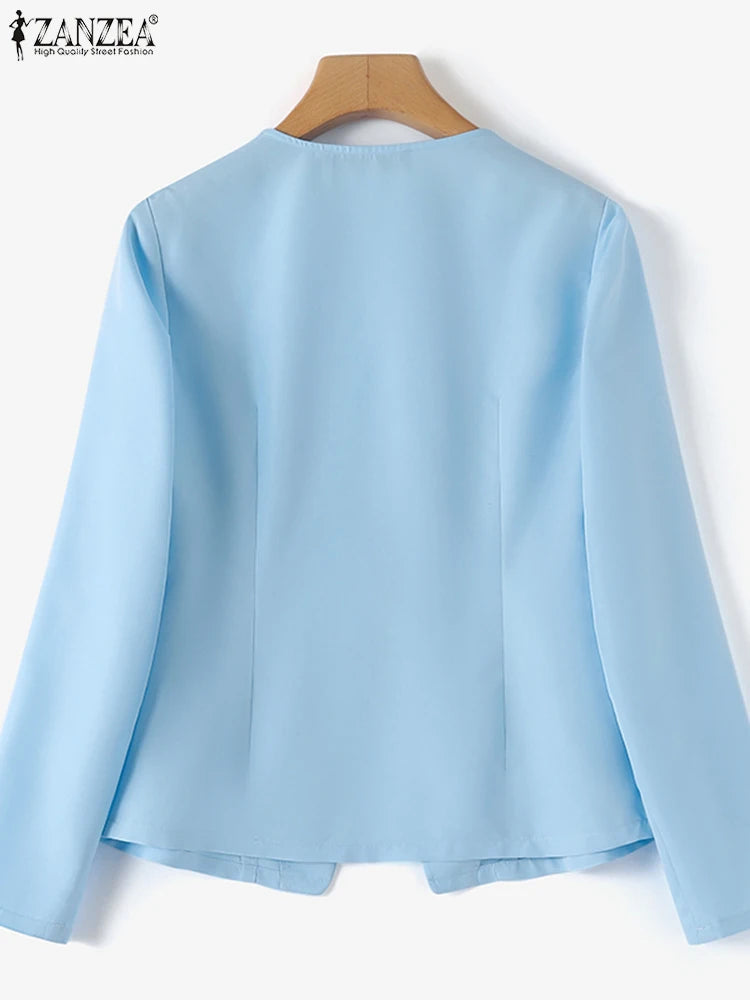 ZANZEA Elegant Slim Fit Blazer Women Long Sleeve Blazer Coat V Neck Office Lady Suit Coat Spring Autumn Available