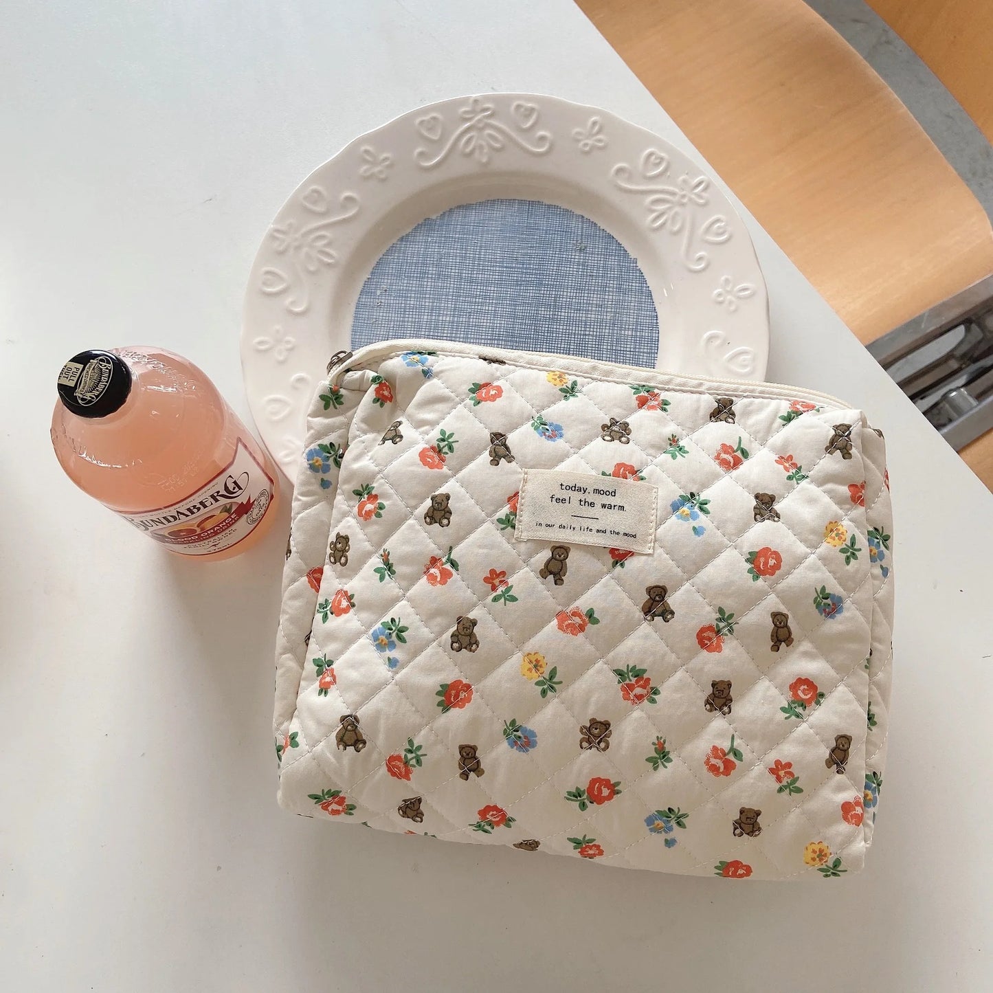 Liberty Quilting Clutches Soft Cotton Women Multipurpose Cosmetic Organizer Girls Cute Makeup Bag Make Up Purse Portable Handbag