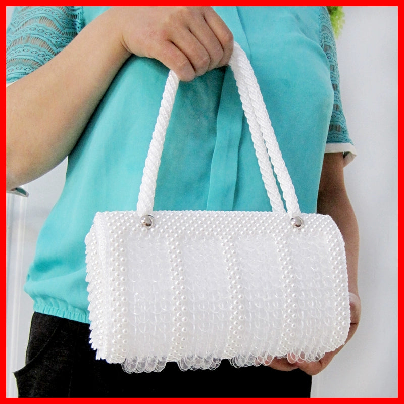 Beaded Bag Handmade Beads Bag Pearl Bag Fish Scale Bag Woven Bag Finished Handbag Women's Bag