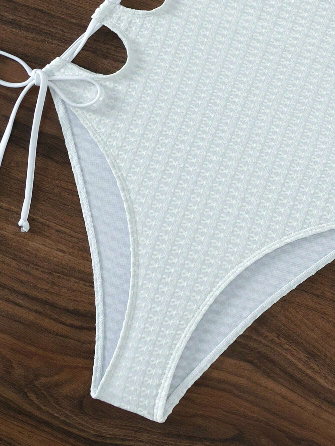 Swim Basics Summer Beach Cut Out Drawstring Side Cami One Piece Swimsuit